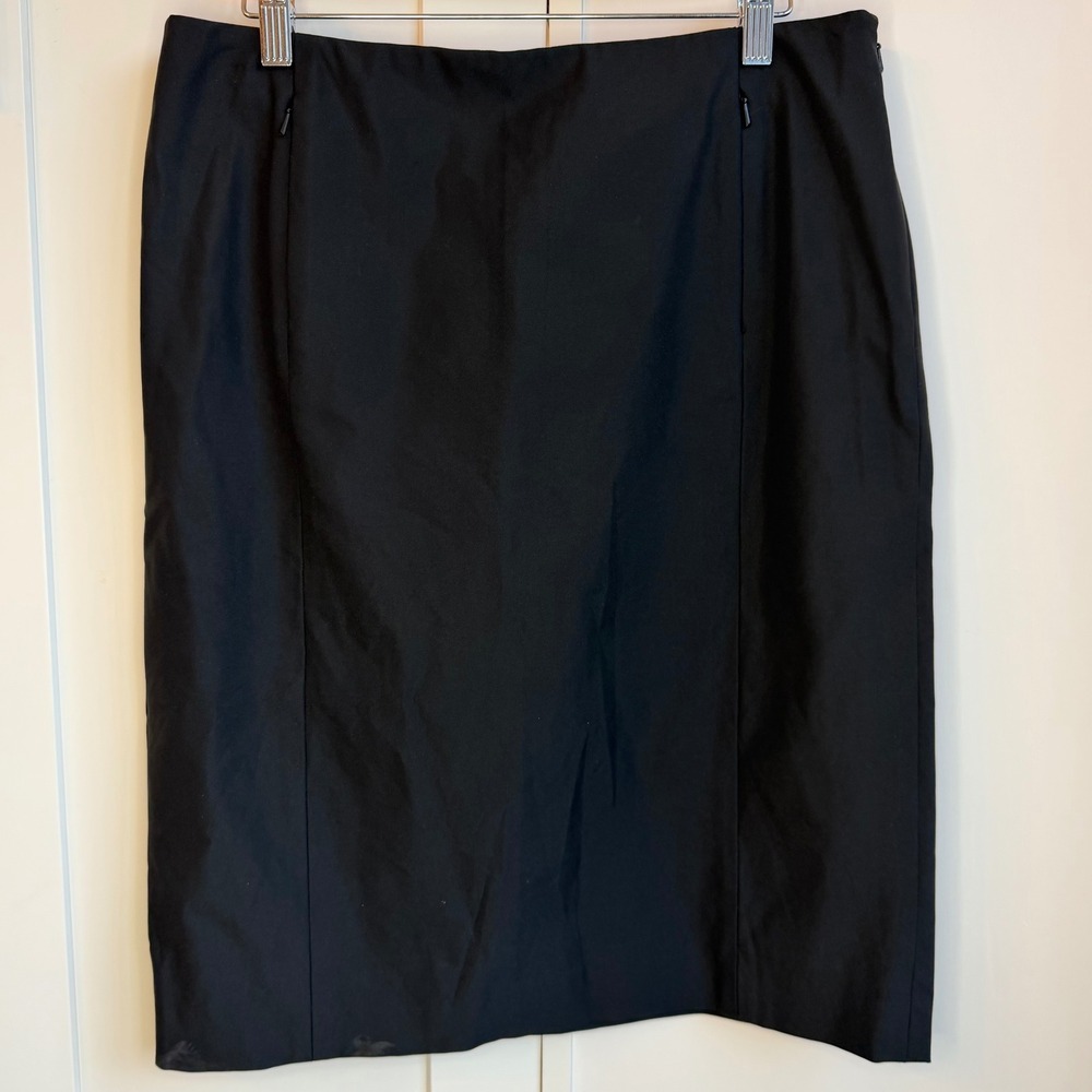 Ralph Lauren Black Nylon Pencil Skirt Women's 12 Zip Pockets Y2K Minimalist‎ VTG